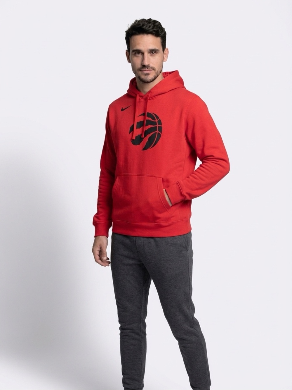 Nike Red Pullover Hoodie with Black Basketball Graphic